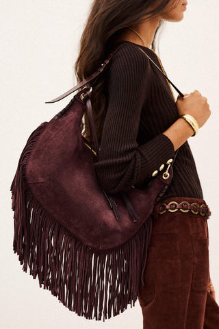 BA&SH - Swing Fringes Bag M - Bordeaux