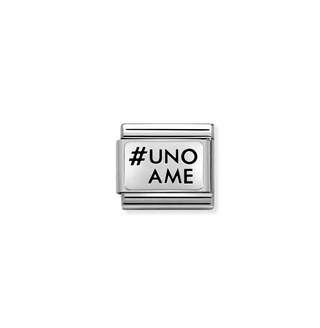Nomination - Link PLATES oxidized steel 925 sterling silver # UNO A ME