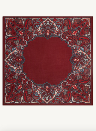 BOMPARD - Stan Paisley Scarf 90x90 - Rouge D'orient/Naturel
