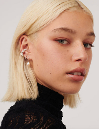 MISSOMA - Pearl Twisted Small Drop Hoop Earrings - Silver