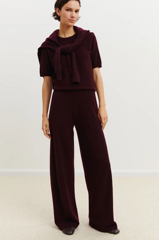 BOMPARD - Fit & Flare Ribbed Pants - Grenat