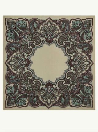 BOMPARD - Stan Paisley Scarf 90x90 - Avoine/Vert De Gris