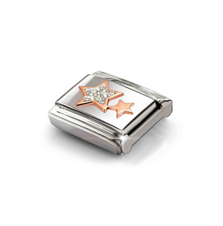 Nomination - Link SYMBOLS steel 9k rose gold SILVER GLITTER STARS