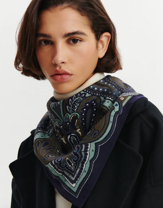 BOMPARD - Stan Paisley Scarf 90x90 - Marine/Olive