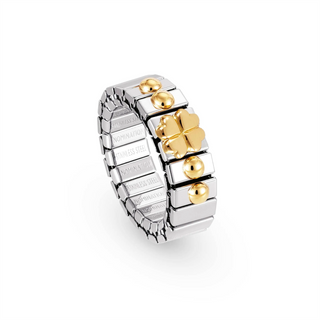 Nomination - Extension stretch RING stainless steel 18k gold FOUR LEAF CLOVER