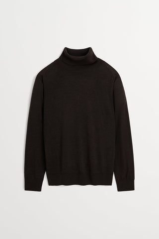 SKALL - Amara T-Neck Jumper - Dark Brown