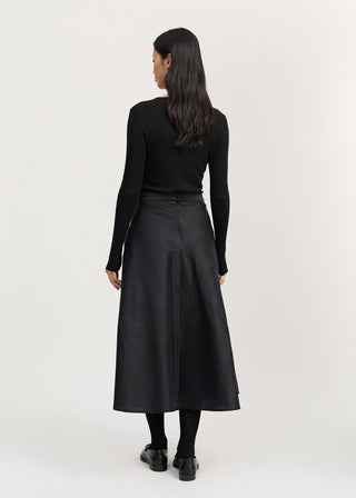 AIAYU - Bea Skirt Silk - Black Navy