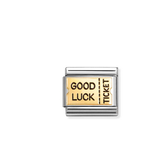 Nomination - Link CLASSIC PLATES enamel and 18k gold FORTUNE CARD GOOD LUCK