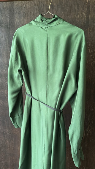 POMANDÈRE - Silk Habotai Dress - Seaweed Green