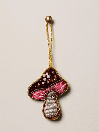 CHEHOMA - Hanging Embroidered Wood Mushroom