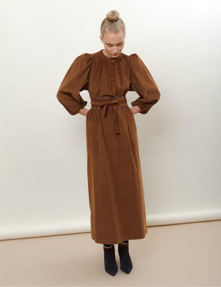 APOF - New Maya Dress - Cognac Baby Cord