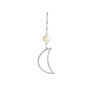 STINE A - Bella Moon Earring W/Pearl - Silver Single