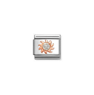 Nomination - Link SYMBOLS seel 9k rose gold SILVER GLITTER SUN