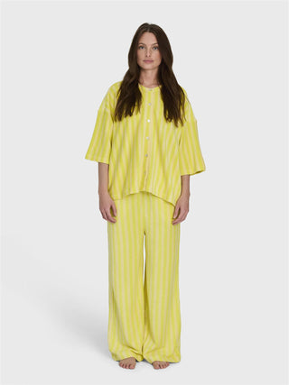 BONGUSTA - Naram Oversized Shirt - Pristine & Neon Yellow