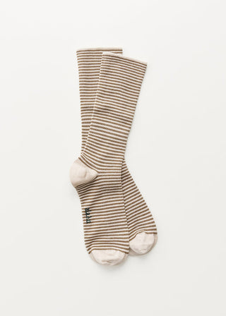 AIAYU - Cotton Stripe Socks - Mix Chestnut