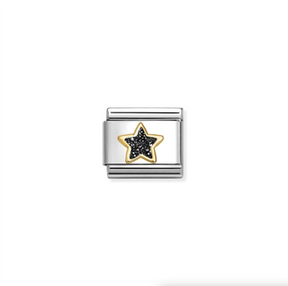 Nomination - Link 18K gold GLITTER STAR BLACK