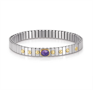 Nomination - Extension stretch BRACELET steel 18k gold zirconia PURPLE faceted