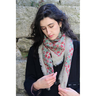 LES BELLES VAGABONDES - Carré Wool Agata - Rouge
