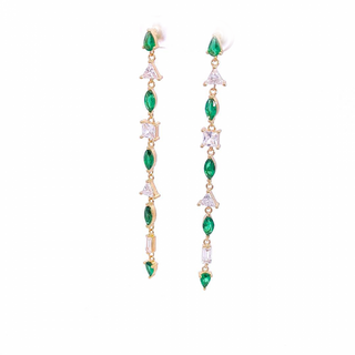 Rose Marie Paris - Stud Dangling Green Stones - Gold