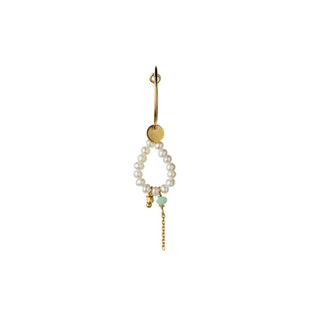STINE A - Heavenly Pearl Dream Hoop Gold - Green Stone & Chain Single