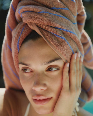 BONGUSTA - Naram Hand Towel - Camel & Ultramarine