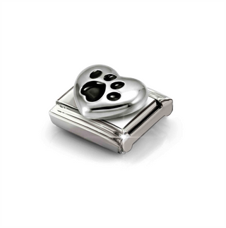 Nomination - Link SYMBOL steel 925 sterling silver PAW BLACK HEART