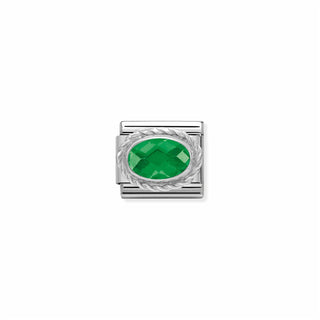 Nomination - Link FACETED  925 sterling silver setting detail EMERALD GREEN