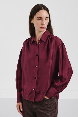 POMANDÈRE - Silk Twill Shirt - Burgundy