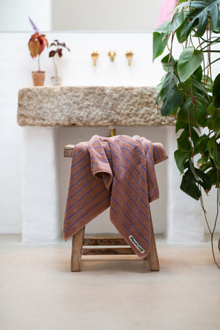 BONGUSTA - Naram Bath Towel -  Camel & Ultramarine