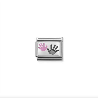 Nomination - Link Plates Enamel & 925 Sterling Silver HANDS DAUGHTER & PARENT