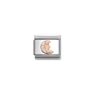 Nomination - Link CLASSIC steel 9k rose gold SILVER GLITTER MOON