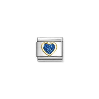 Nomination - Link Enamel & 18K gold GLITTER BLUE HEART