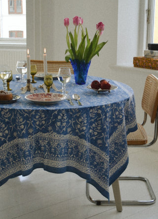 SISSEL EDELBO - Noor Block Print Tablecloth - Sapphire Blue