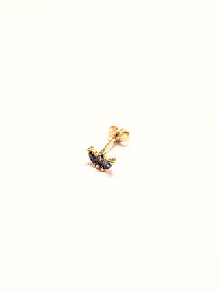 Rose Marie Paris - Stud Lotus with Blue Stone - Gold