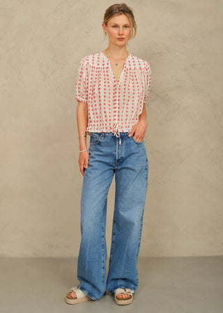 M.A.B.E - Karla Top - Ecru/Red