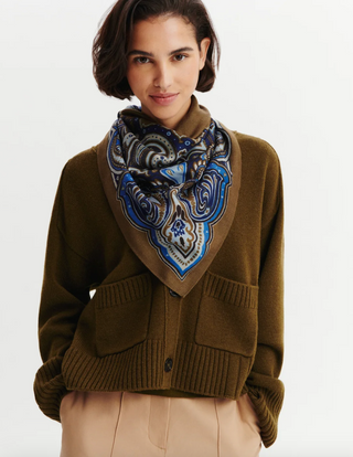 BOMPARD - Stan Paisley Scarf 90x90 - Noisette/Amiral