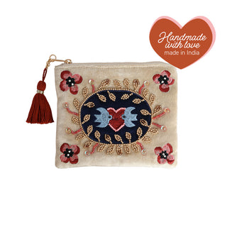 All The Luck in the World - Medium Beaded Wallet - Lovebirds