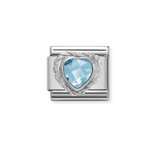 Nomination - Link HEART FACETED 925 sterling silver twisted setting LIGHT BLUE