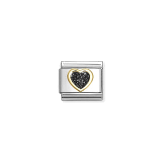 Nomination - Link GLITTER SYMBOLS 18k gold BLACK Heart