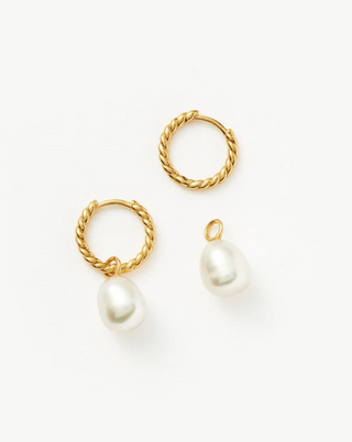 MISSOMA - Pearl Twisted Small Drop Hoop Earrings