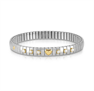 Nomination - Extension stretch BRACELET steel 18k gold PEARL STONES HEART