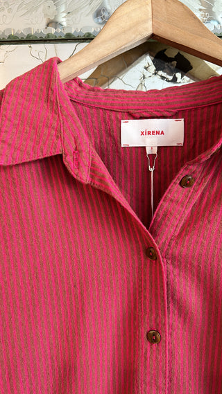 XIRENA - Jace Shirt - Cerise Stripe