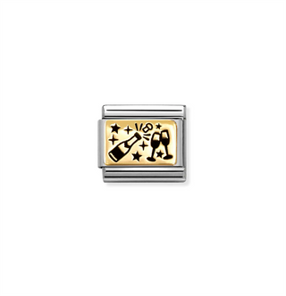 Nomination - Link CLASSIC PLATES steel 18k gold CHEERS