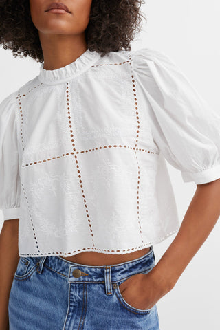 SKALL - Anemone Crop Blouse - Optic White