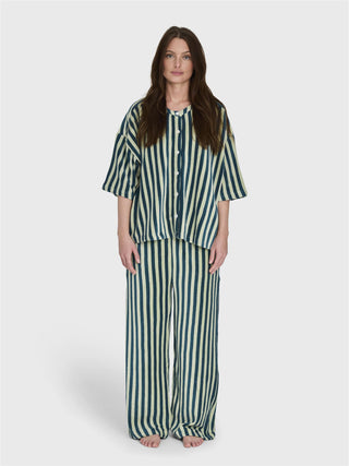 BONGUSTA - Naram Oversized Shirt - Sea Foam & Deep Teal