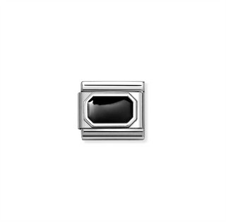 Nomination - Link CLASSIC PLATES stainless steel 925 sterling silvr BLUNTED BLACK RECTANGLE