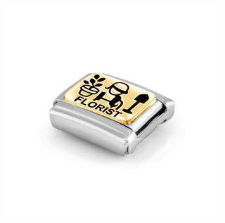 Nomination - Link PLATES JOB steel 18k gold FLORIST