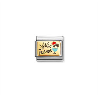 Nomination - Link PLATES steel 18k gold FRIENDS WITH COCKTAILS