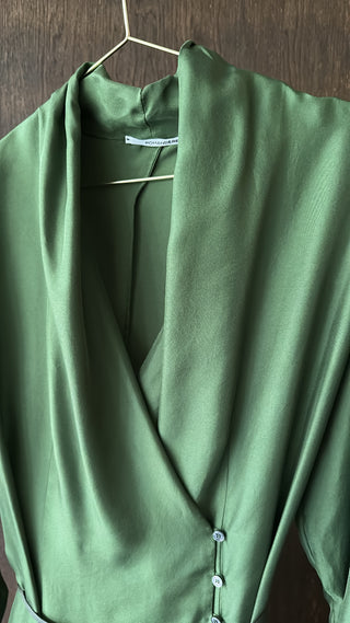 POMANDÈRE - Silk Habotai Dress - Seaweed Green