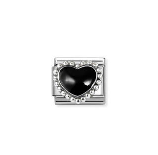 Nomination - Link CLASSIC SYMBOLS enamel and 925 sterling silver  BLACK RAISED HEART